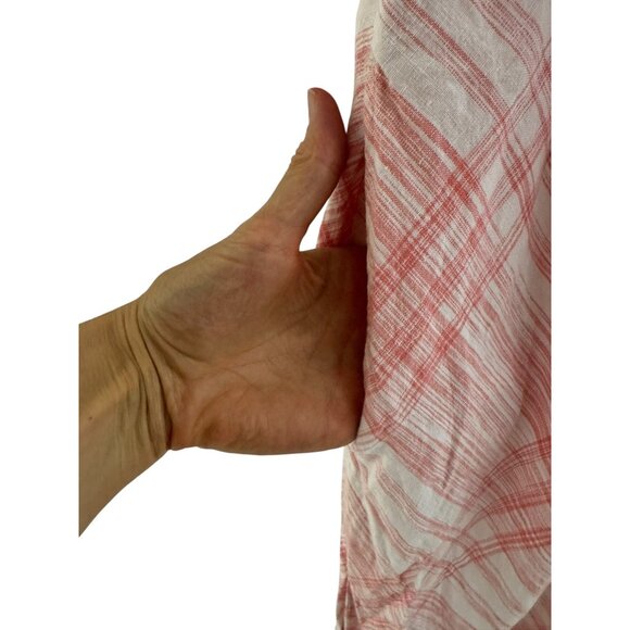 J. Jill Coral Plaid Linen Sleeveless Maxi Dress Size 4X 26 28 Summer Plus Cruise - Picture 4 of 9